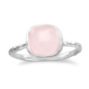 Square Shaped Rose Quartz Ring